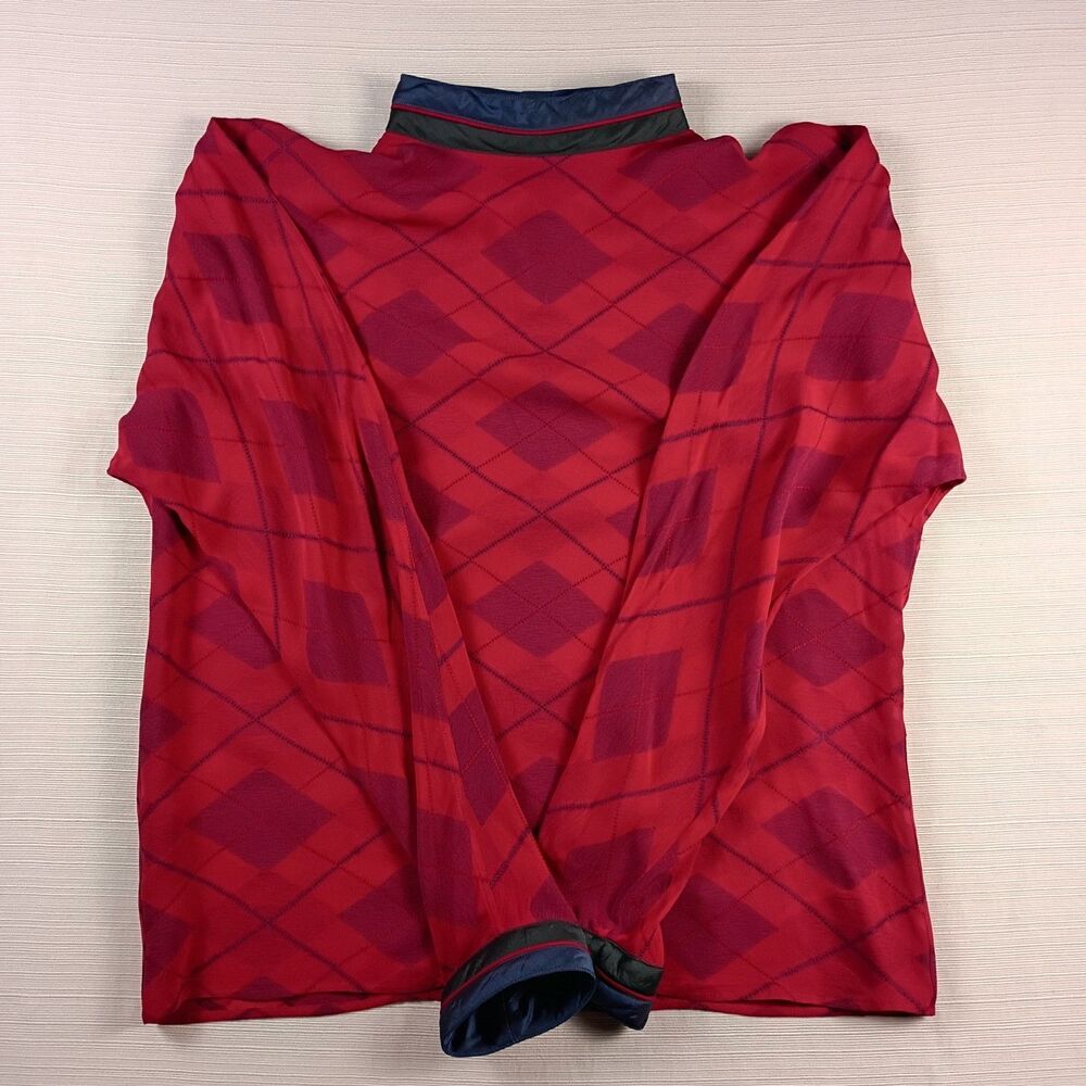 Vintage Gianni Versace Red Purple Geometric Diamond Print Silk Top โ Size 44 Med
